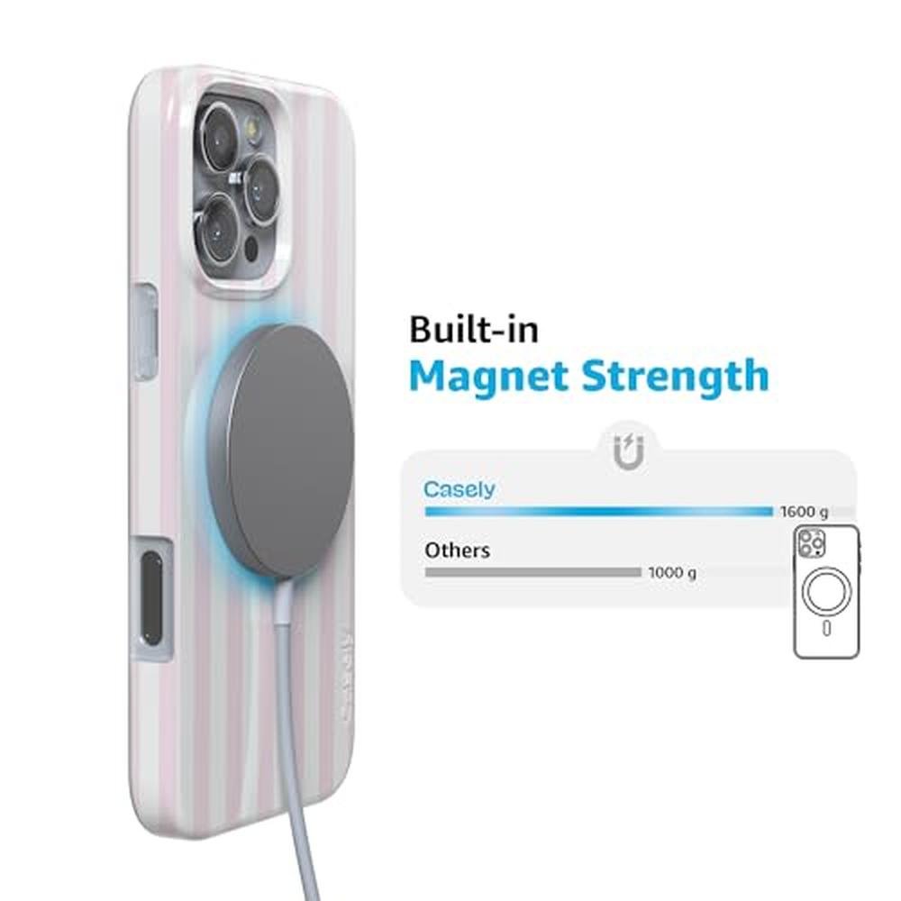 Casely iPhone 16 Pro Case: Pink Stripes Sunday Best – Packaging