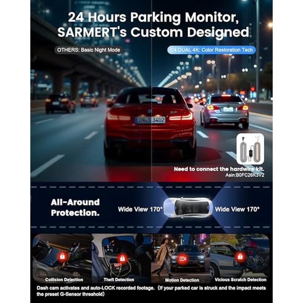 Dash Cam: Sarmert C4 Dual 4K STARVIS 2 Sensor – Packaging