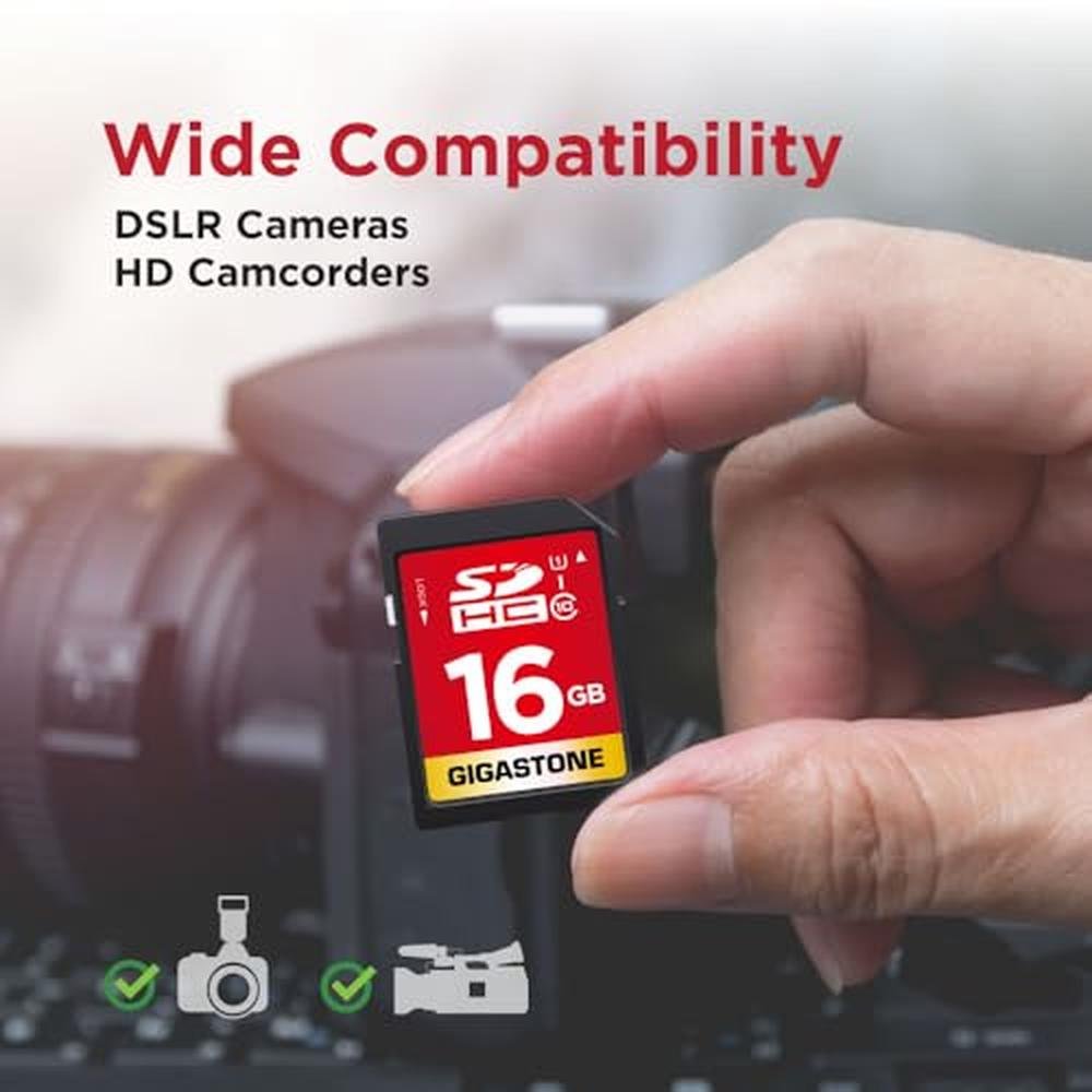 Camera Gigastone: GIGASTONE 16GB SD Card 5-Pack UHS-I U1 – Packaging
