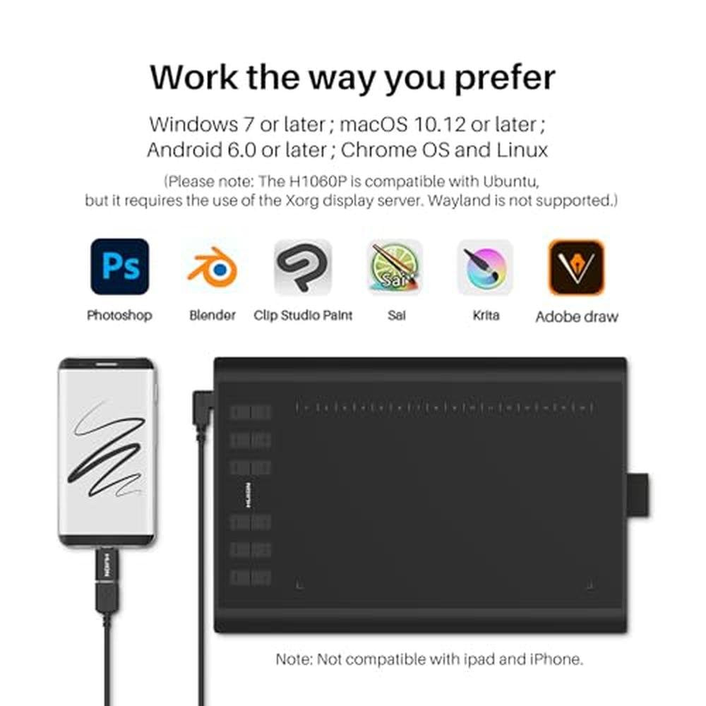 Tablet Huion: HUION Inspiroy H1060P Graphics Drawing Tablet – Packaging