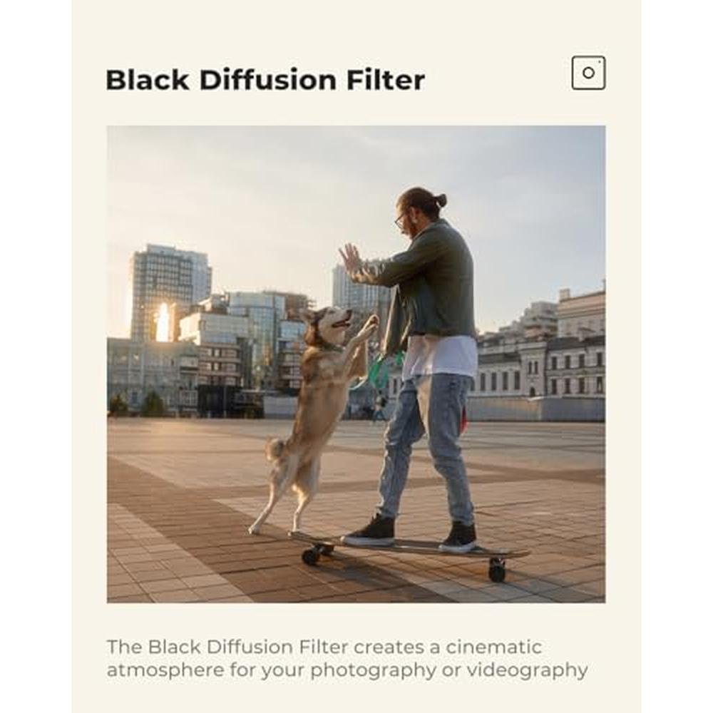 K&F CONCEPT 43mm Black Diffusion 1/8 Filter – Close-up Detail