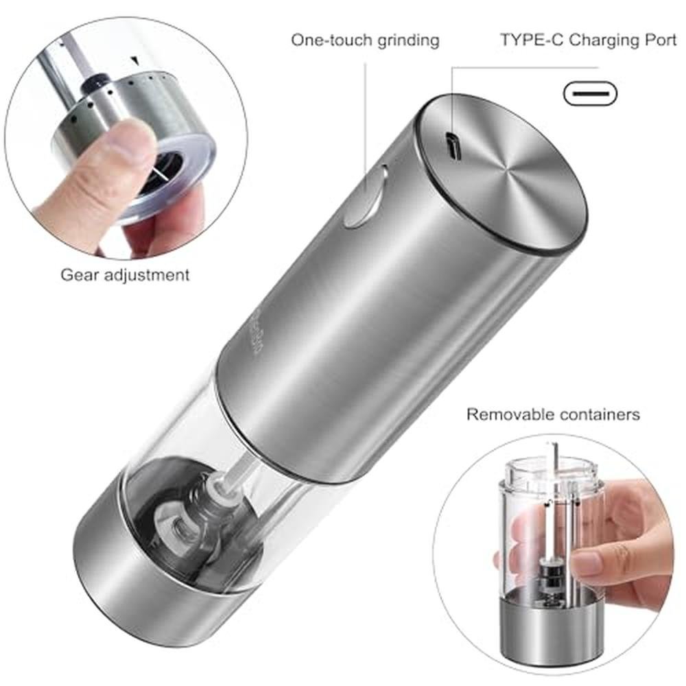 Salt Pepper Grinder Set: Electric Stainless Steel Auto – Packaging