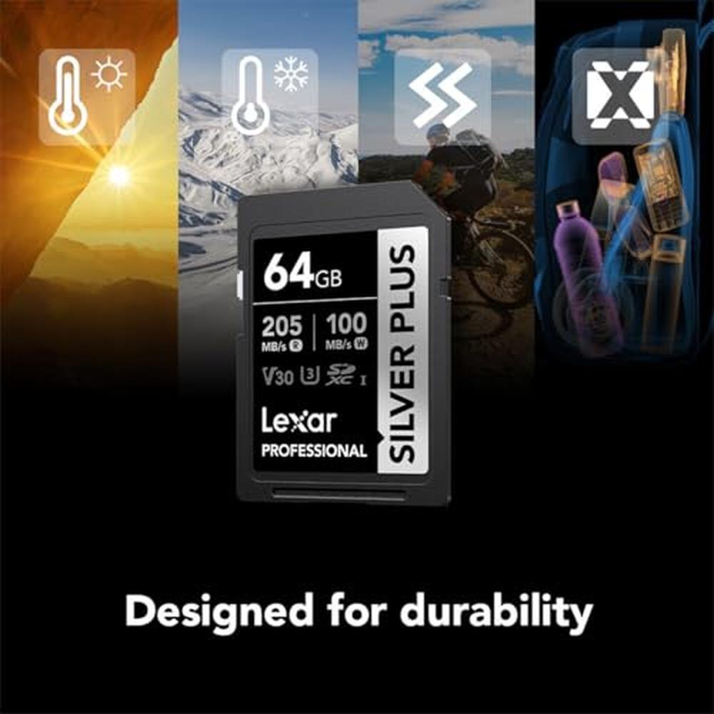 Lexar Professional Silver Plus SDXC UHS-I Card 64GB Memory – Packaging