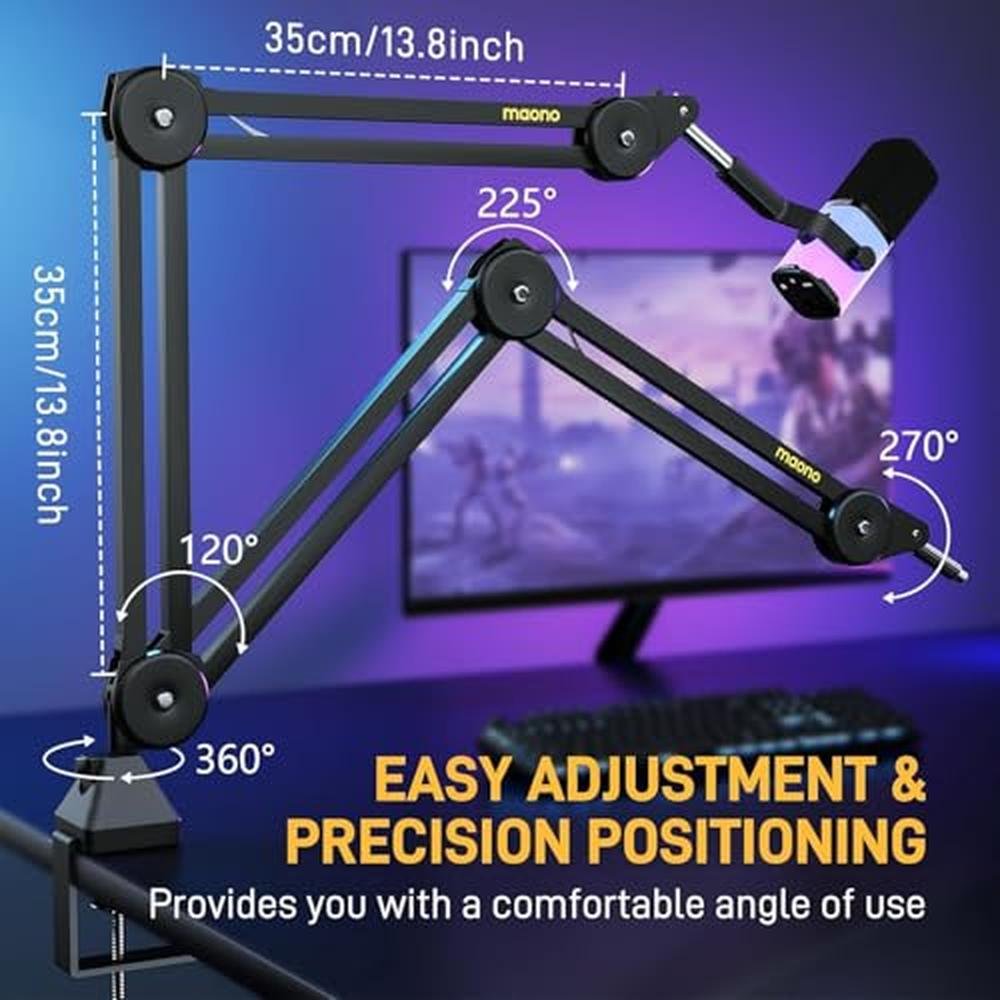 MAONO Microphone Boom Arm: Heavy-Duty Adjustable Metal – Packaging