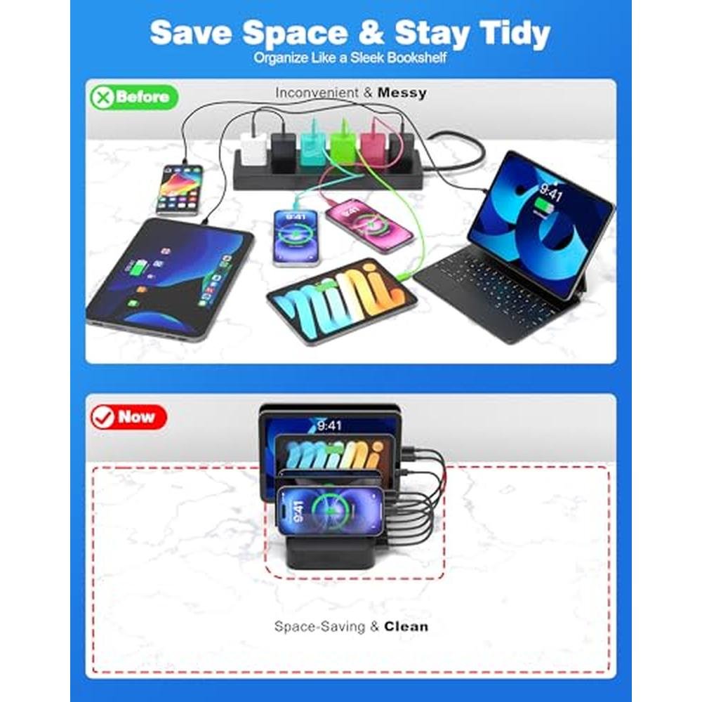MSTJRY Charging Station for Multiple Devices : 6 Port USB – Packaging