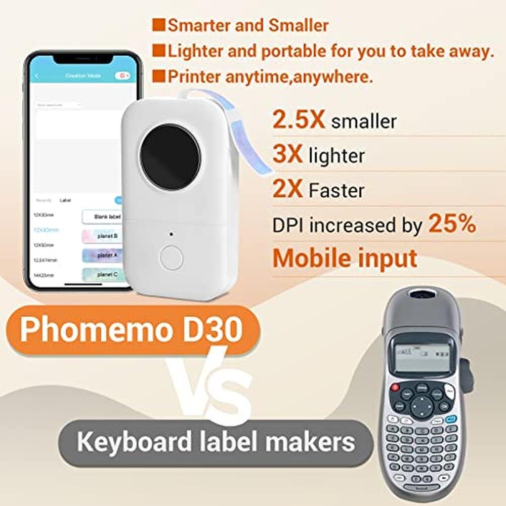 Label Maker: Phomemo D30 Label Printer with 3-Roll Adhesive – Packaging