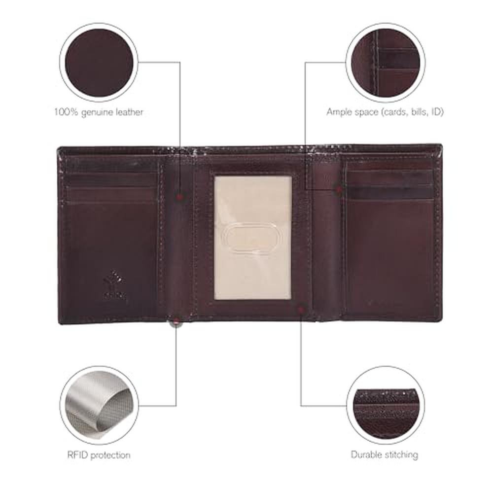 Real Leather: Men's Trifold Wallet RFID Blocking Slim – Packaging