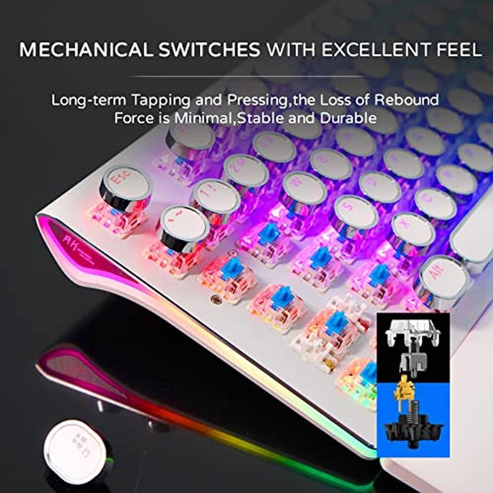 Keyboard White: RK ROYAL KLUDGE S108 Typewriter Mechanical – Packaging