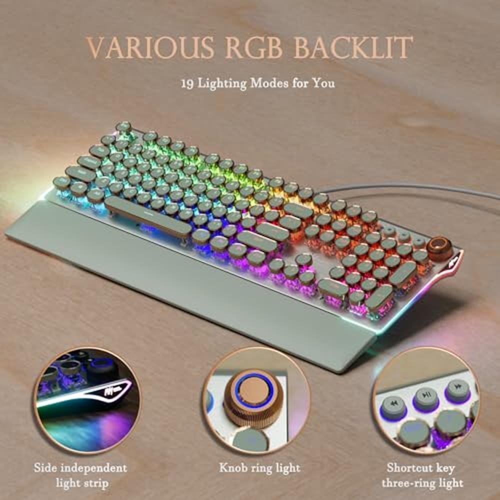 Keyboard Green: RK ROYAL KLUDGE X108 Typewriter Style – Packaging