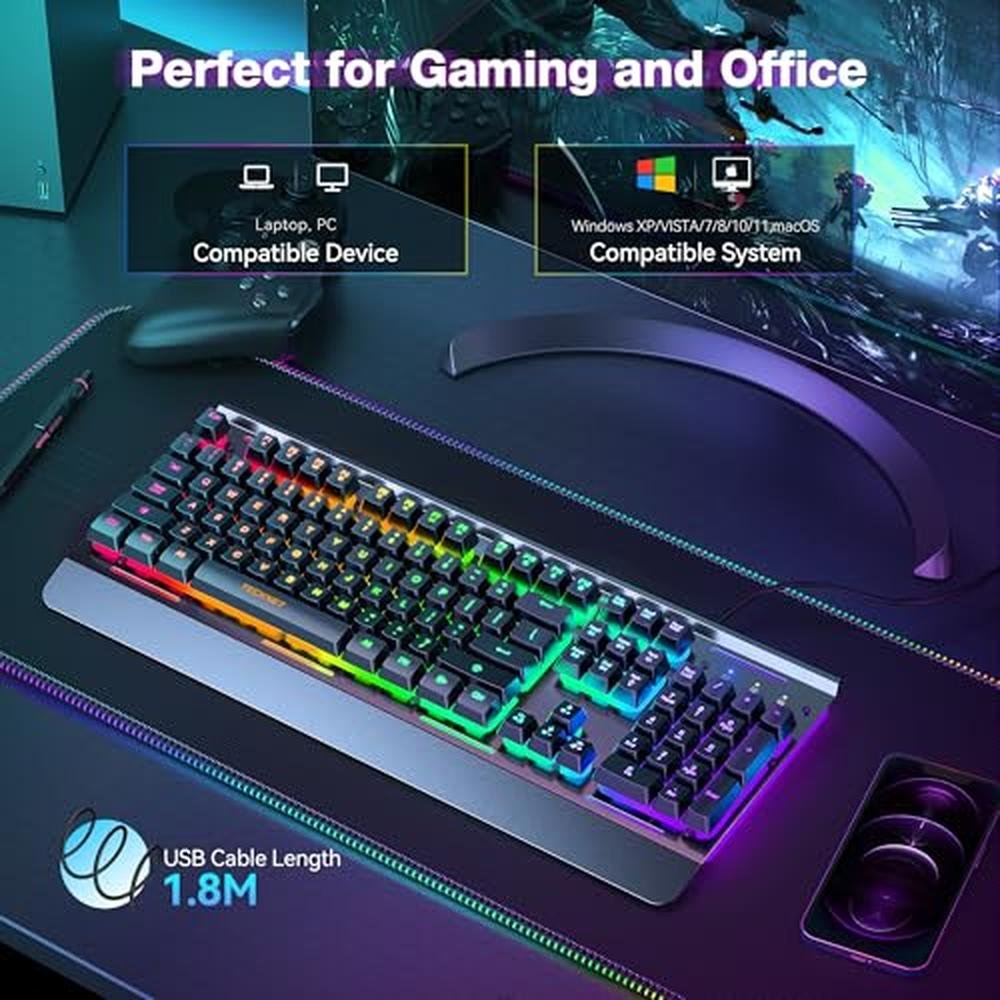 Gaming Keyboard: TECKNET Gaming Keyboard USB Wired Computer – Packaging