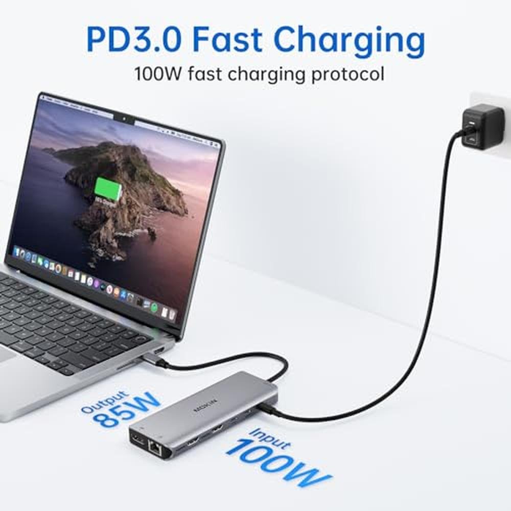 Dual Hub: Mokin USB C Laptop Docking Station 13-in-1 Dual – Packaging