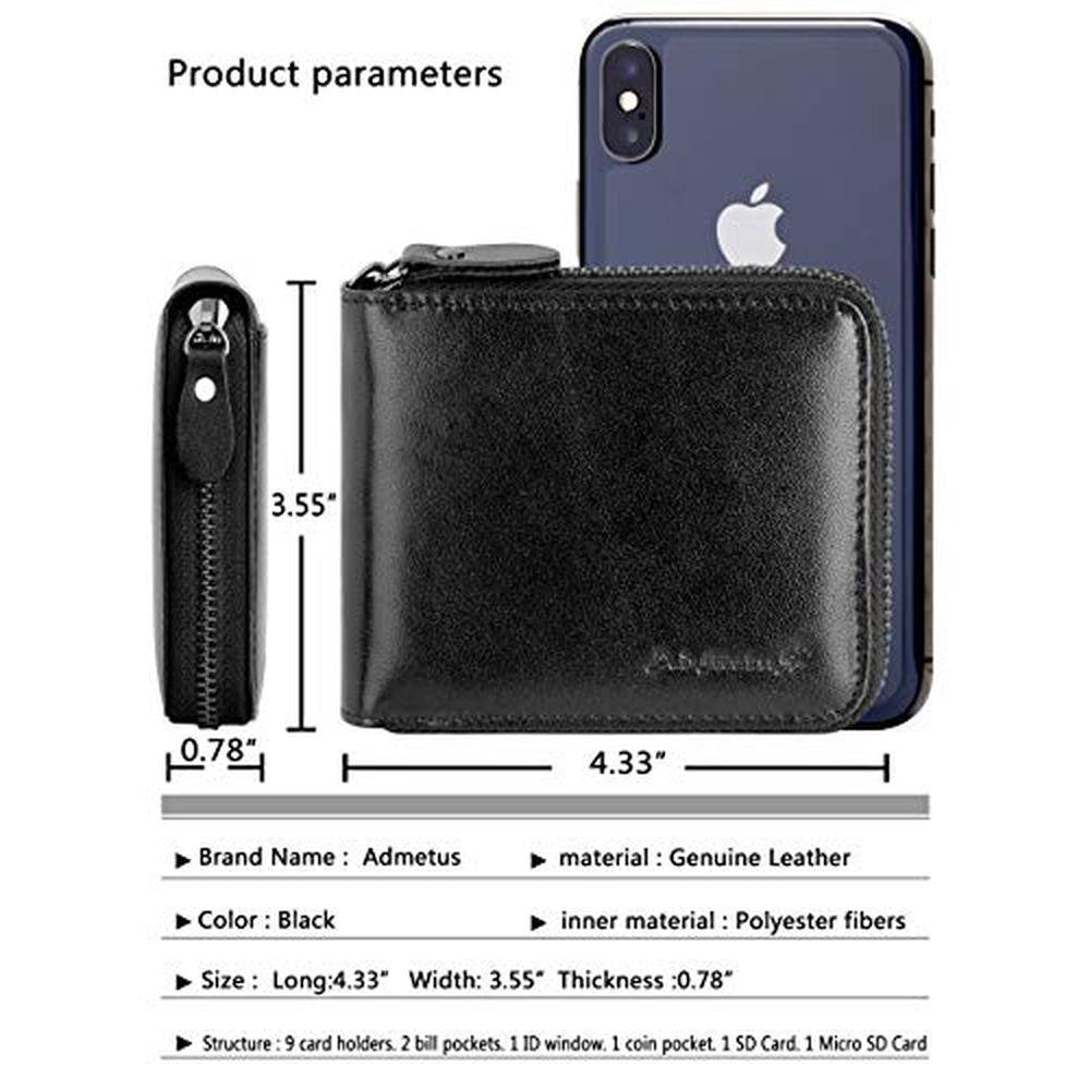 Wallet for Men Bifold Leather Zipper Wallet RFID Blocking – Packaging