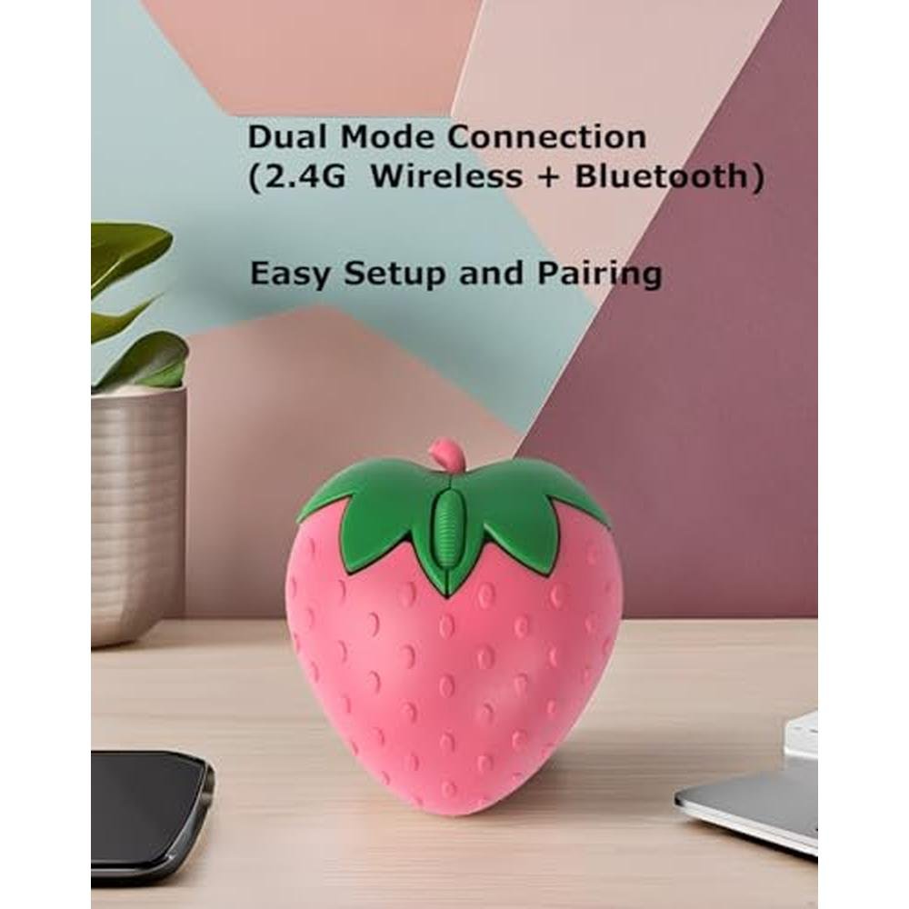 Bluetooth Mouse: Cute Pink Fruit Strawberry Shape Silent – Packaging