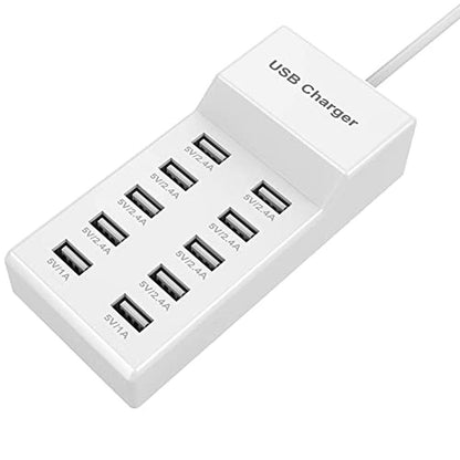 10-Port USB Wall Charger Station with Rapid Charging – Front View