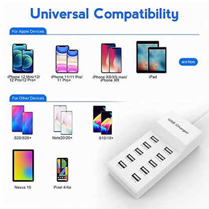 10-Port USB Wall Charger Station with Rapid Charging – In Use