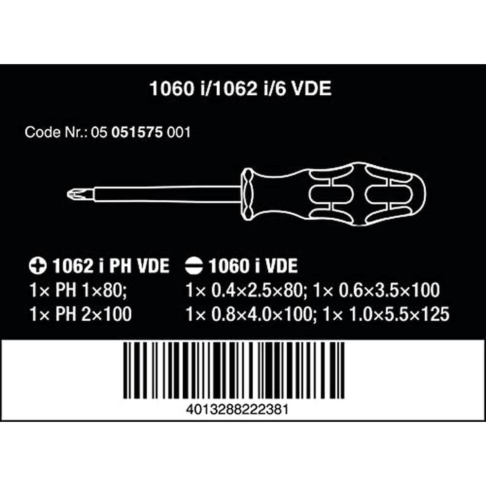 1060 1062 Kraftform VDE Screwdriver Set 6 Pieces – Side View