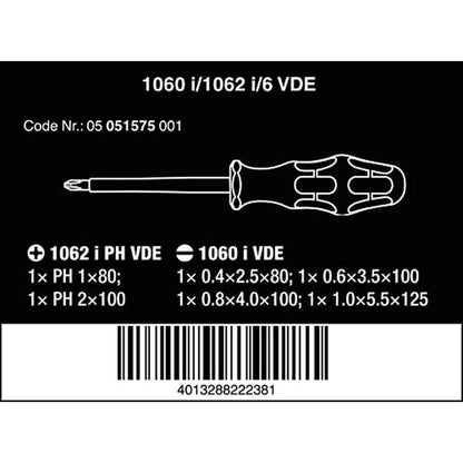 1060 1062 Kraftform VDE Screwdriver Set 6 Pieces – Side View