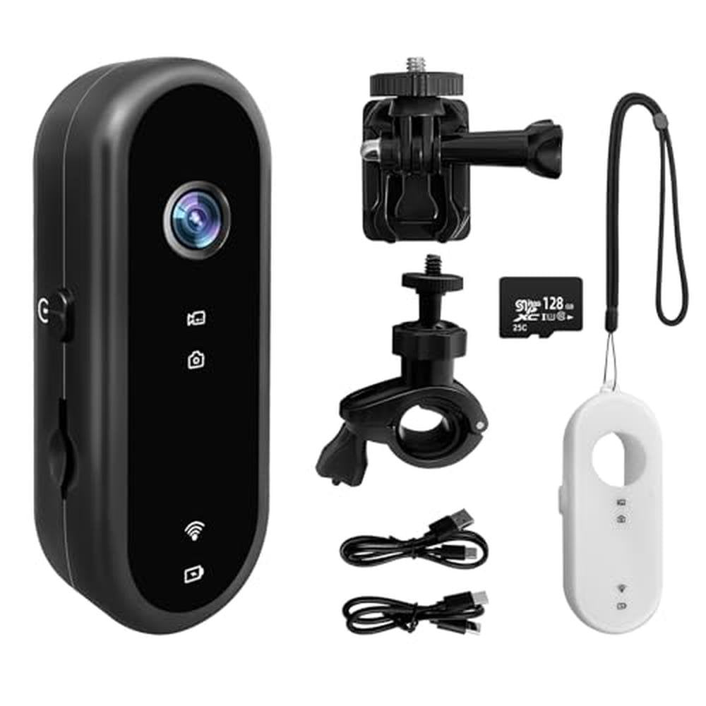 1080p Wifi Action Camera: Mini 128G Portable Body Cam – Front View