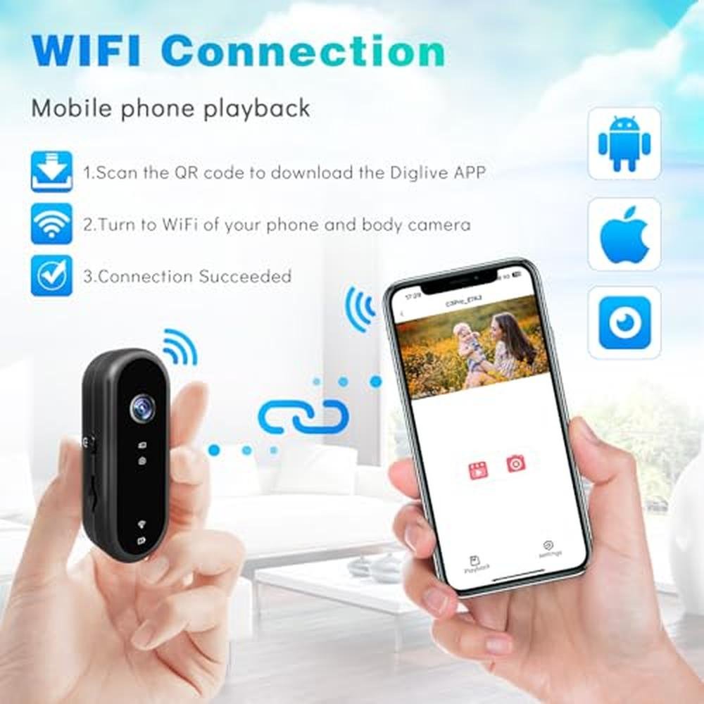 1080p Wifi Action Camera: Mini 128G Portable Body Cam – Close-up Detail