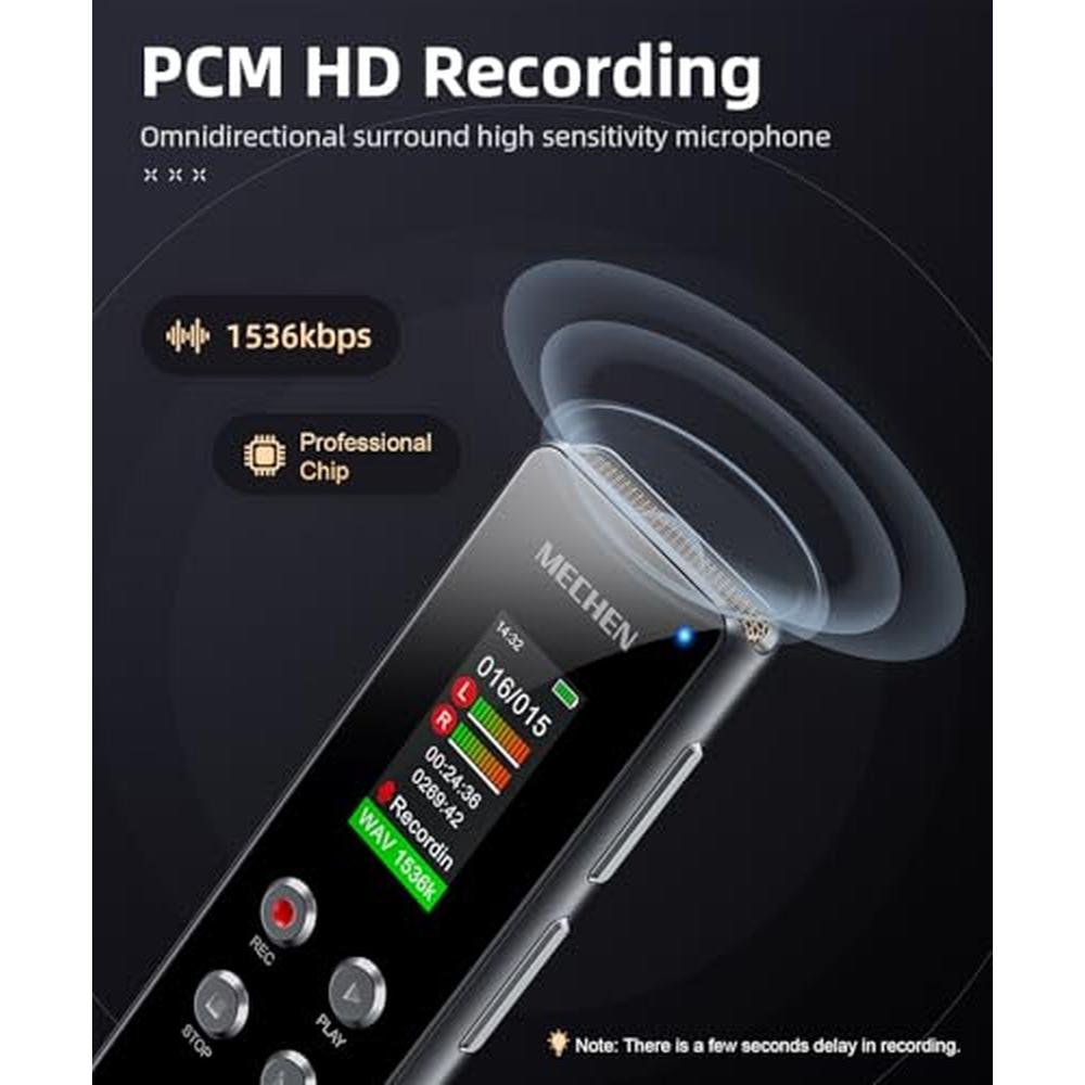 Voice Recorder: MECHEN 128GB Digital Voice Activated – Side View