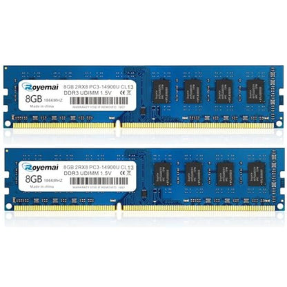 PC3 14900: 16GB DDR3 RAM Memory Module – Front View