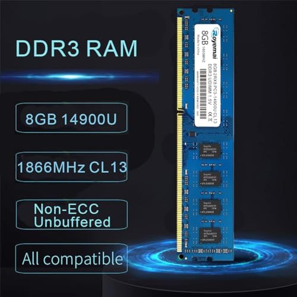 PC3 14900: 16GB DDR3 RAM Memory Module – Side View