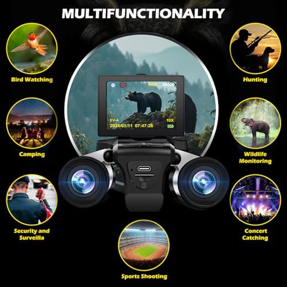 LCD Digital Binoculars: 2.4 Inch 12x32 48MP Camera – In Use