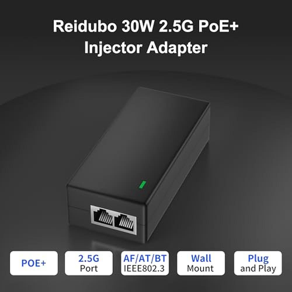 PoE 30W: 2.5Gb PoE+ Injector Adapter 48-55V – Side View