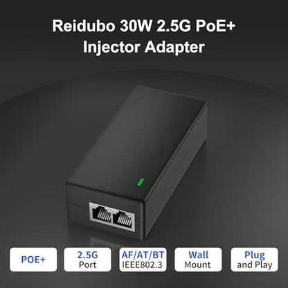 PoE 30W: 2.5Gb PoE+ Injector Adapter 48-55V – Side View