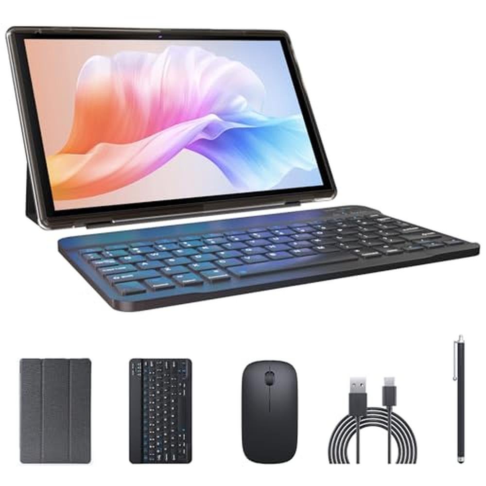 Tablet Keyboard: 2-in-1 Android 14 Tablet PC 10-inch with – Front View