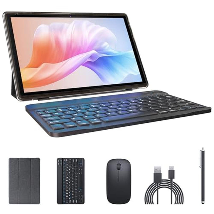 Tablet Keyboard: 2-in-1 Android 14 Tablet PC 10-inch with – Front View
