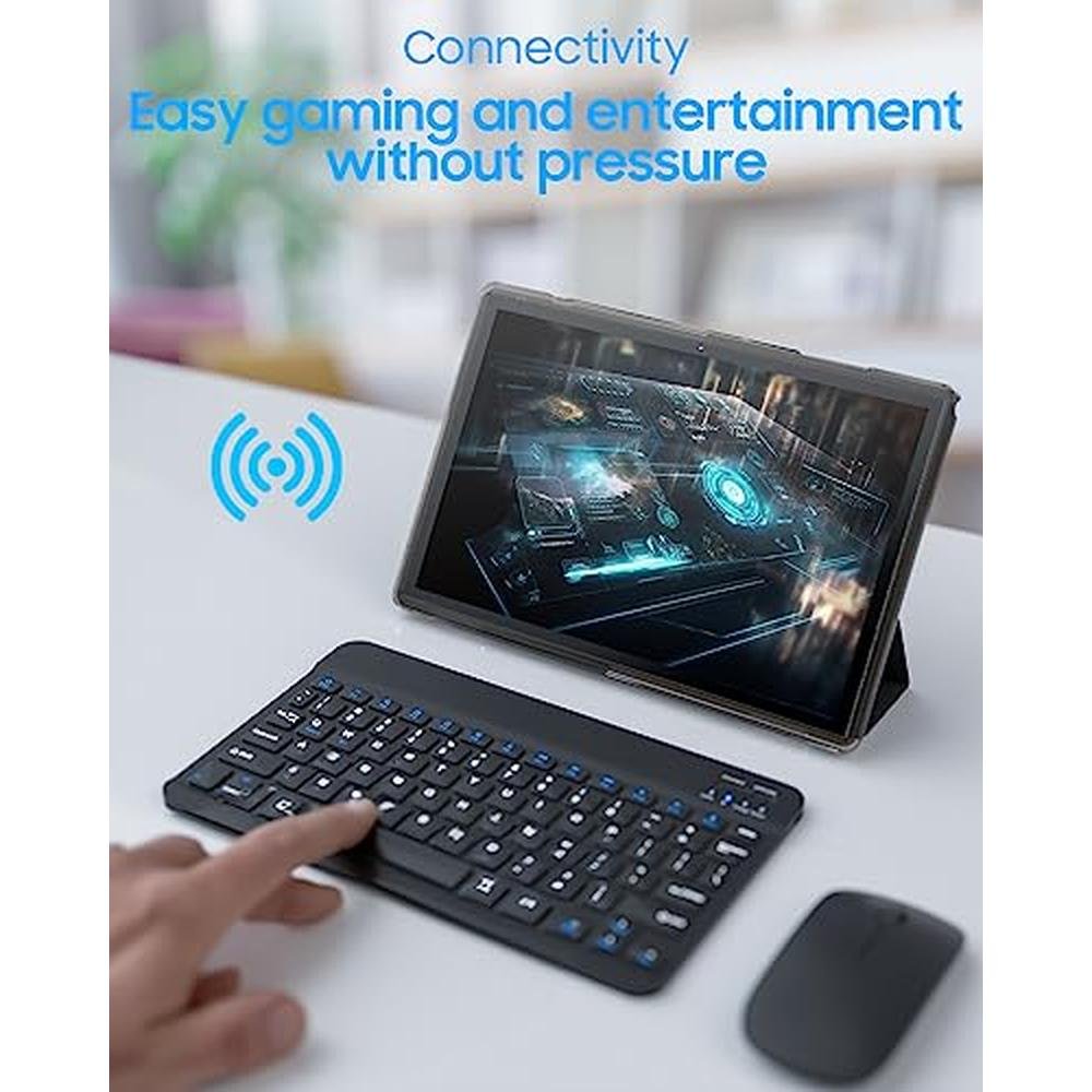 Tablet Keyboard: 2-in-1 Android 14 Tablet PC 10-inch with – Side View