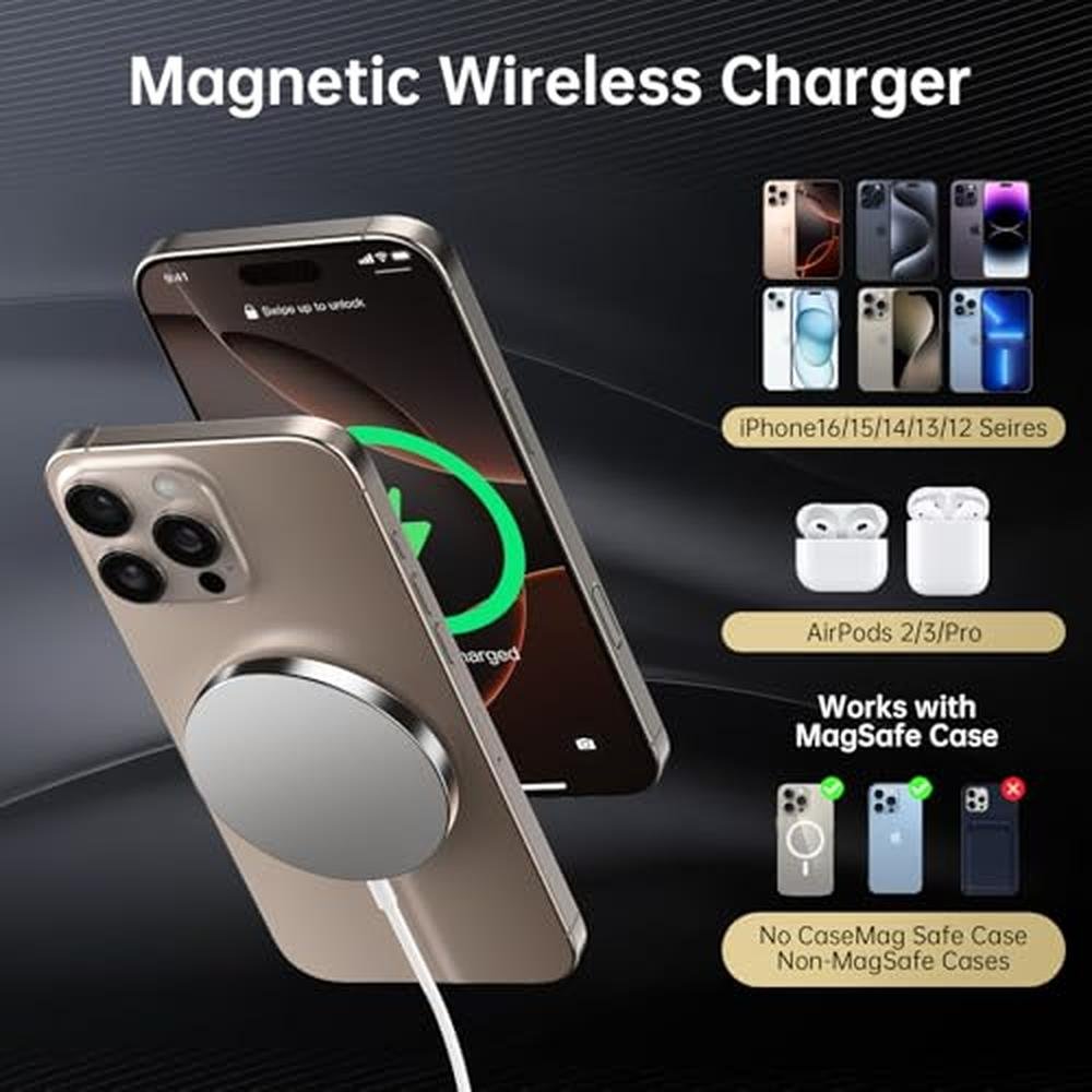 2025 Latest Magnetic Wireless Charger for iPhone:Mag-Safe – Side View