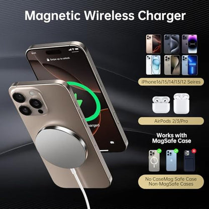 2025 Latest Magnetic Wireless Charger for iPhone:Mag-Safe – Side View