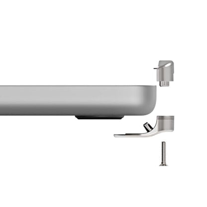 Laptop Lock: Compulocks Ledge Lock Adapter and Keyed Cable – In Use