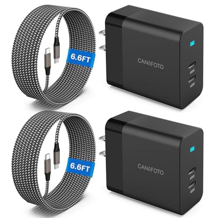 Charger S24 Ultra: 2-Port 45W Super Fast Charger Type C – Front View