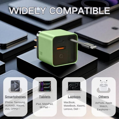 Retractable Charger: 3-in-1 GaN Charger Scalable 80W Max – Close-up Detail