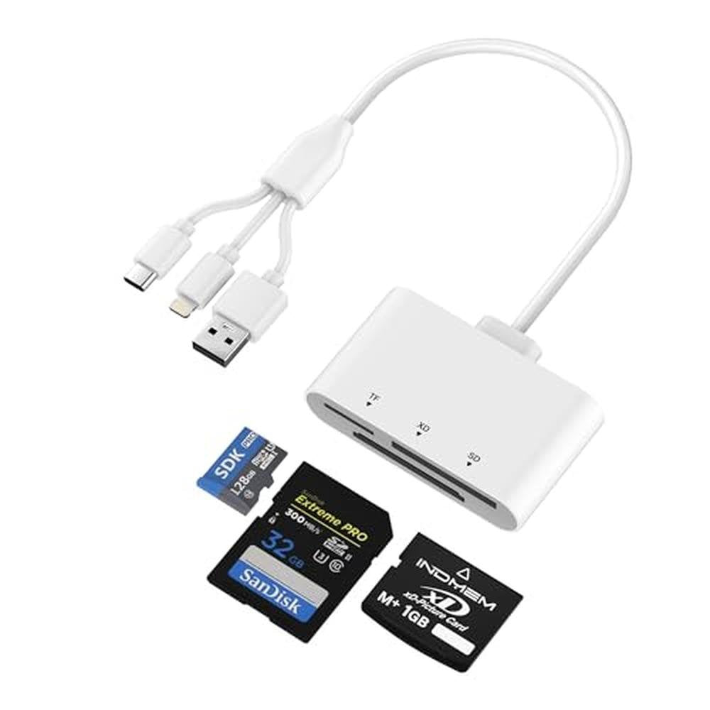 iPhone Reader: 3-in-1 SD Card Reader with Lightning – Front View