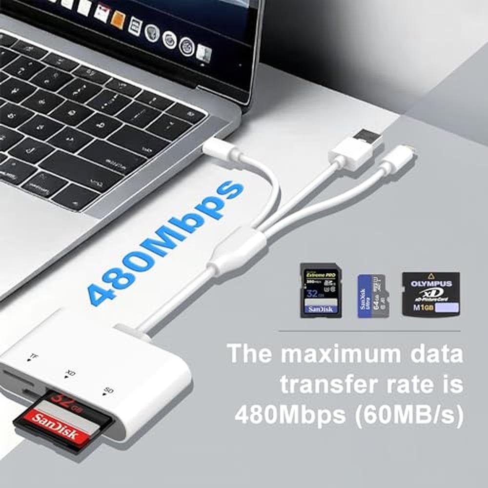 iPhone Reader: 3-in-1 SD Card Reader with Lightning – In Use