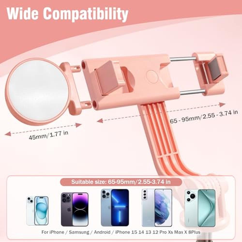 Phone Selfie Stick: 3-in-1 Tripod with Fill Light – Side View