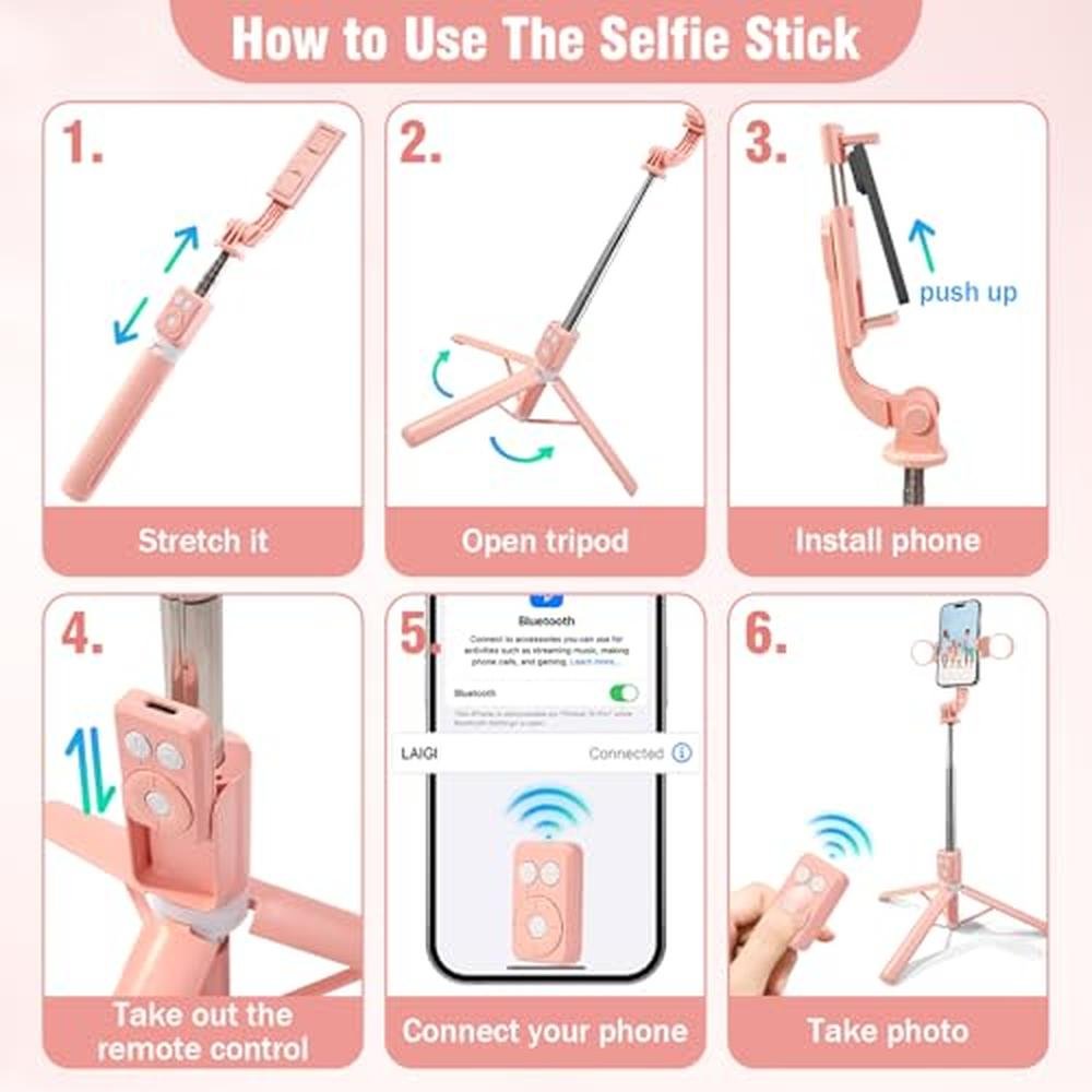 Phone Selfie Stick: 3-in-1 Tripod with Fill Light – Packaging