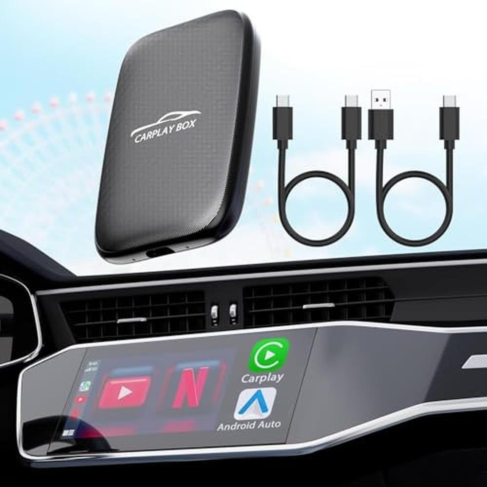 Carplay Adapter: 3-in-1 Wireless CarPlay and Android Auto – Front View