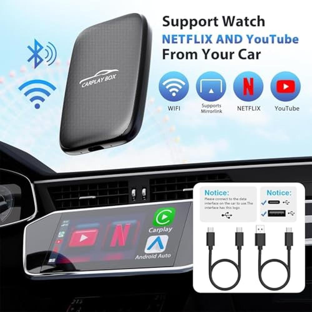Carplay Adapter: 3-in-1 Wireless CarPlay and Android Auto – Close-up Detail