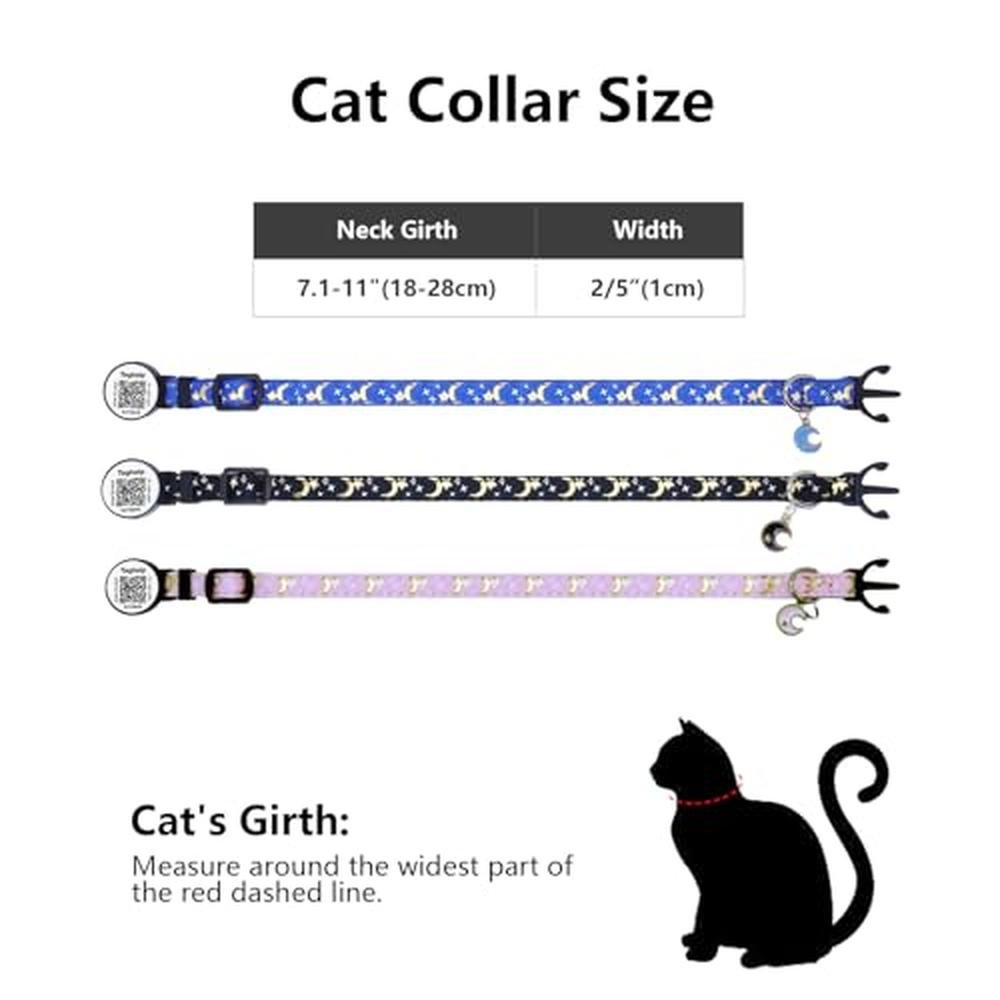 Collar Cat: 3 Pack Airtag Breakaway Cat Collar with Gold – Close-up Detail