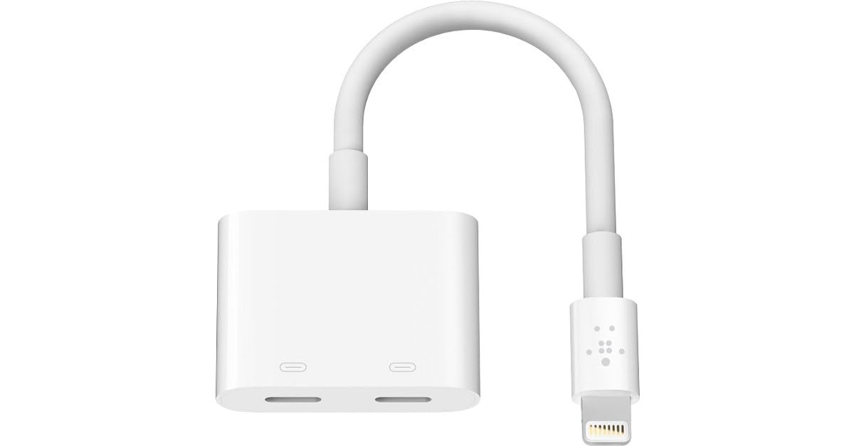 Belkin Lightning Audio + Charge Rockstar, iPhone Lightning Audio Adapter/iPhone Charging Adapter for iPhone Xs, XS Max, XR, X, 8/8 Plus Series