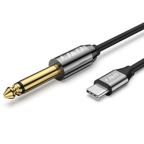 Cable 35mm: J&D USB-C to 6.35mm 1/4 inch TS Audio Cable – Front View