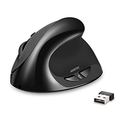 Aurtec Vertical Mouse: Aurtec Rechargeable 2.4G Wireless – Front View