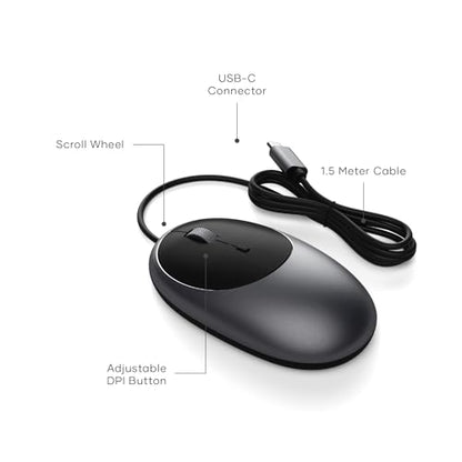 Mouse Air: Satechi Aluminum C1 Wired USB C Mouse Optical – Side View