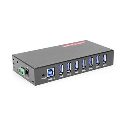 Gearmo 7 Port USB 3.0 Hub: Industrial Grade Rugged Metal – Front View