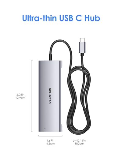 LENTION 3.3FT Long Cable USB C Hub with 4K HDMI – Back View
